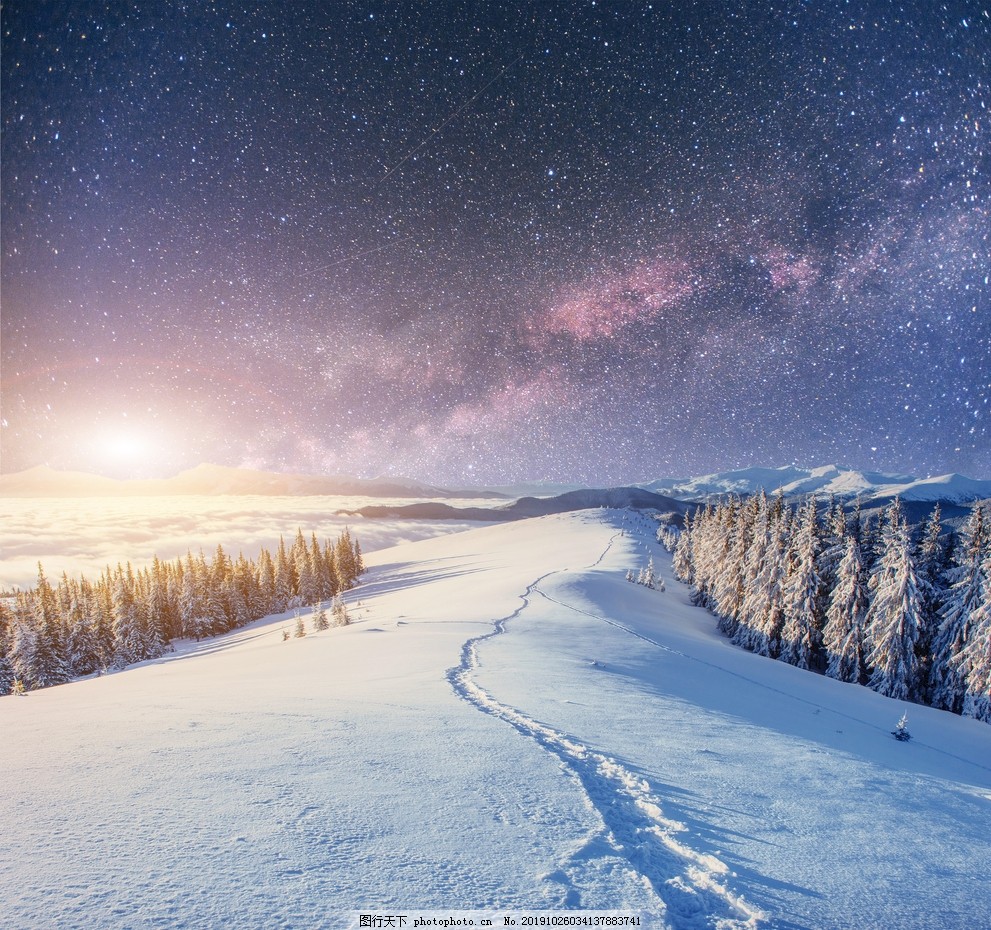 冰天雪地冬夜图片 其他 自然风景 图行天下素材网