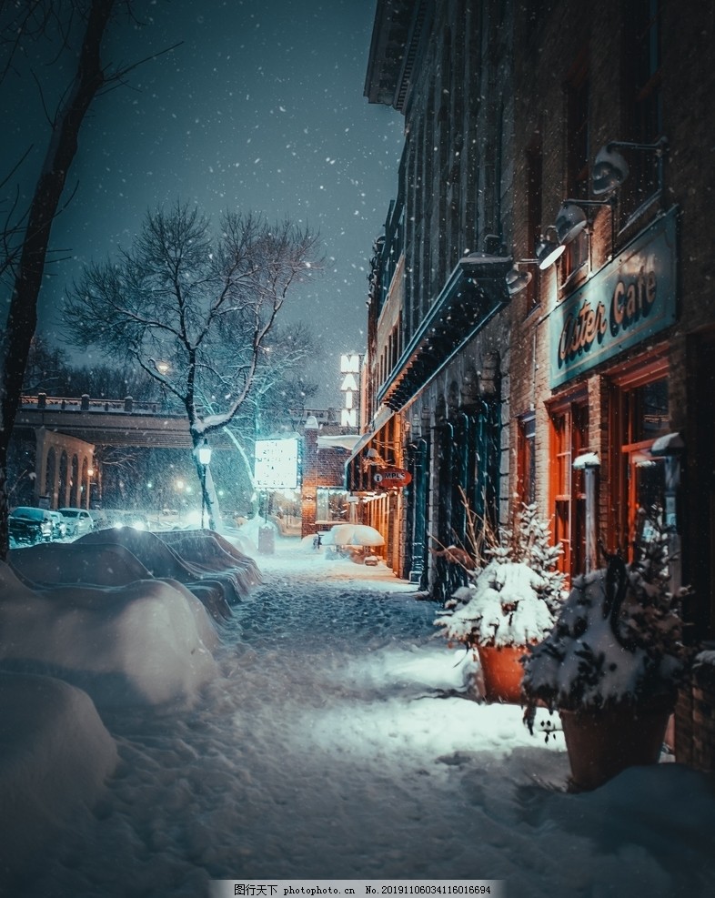 雪夜图片 自然风景 自然景观 图行天下素材网