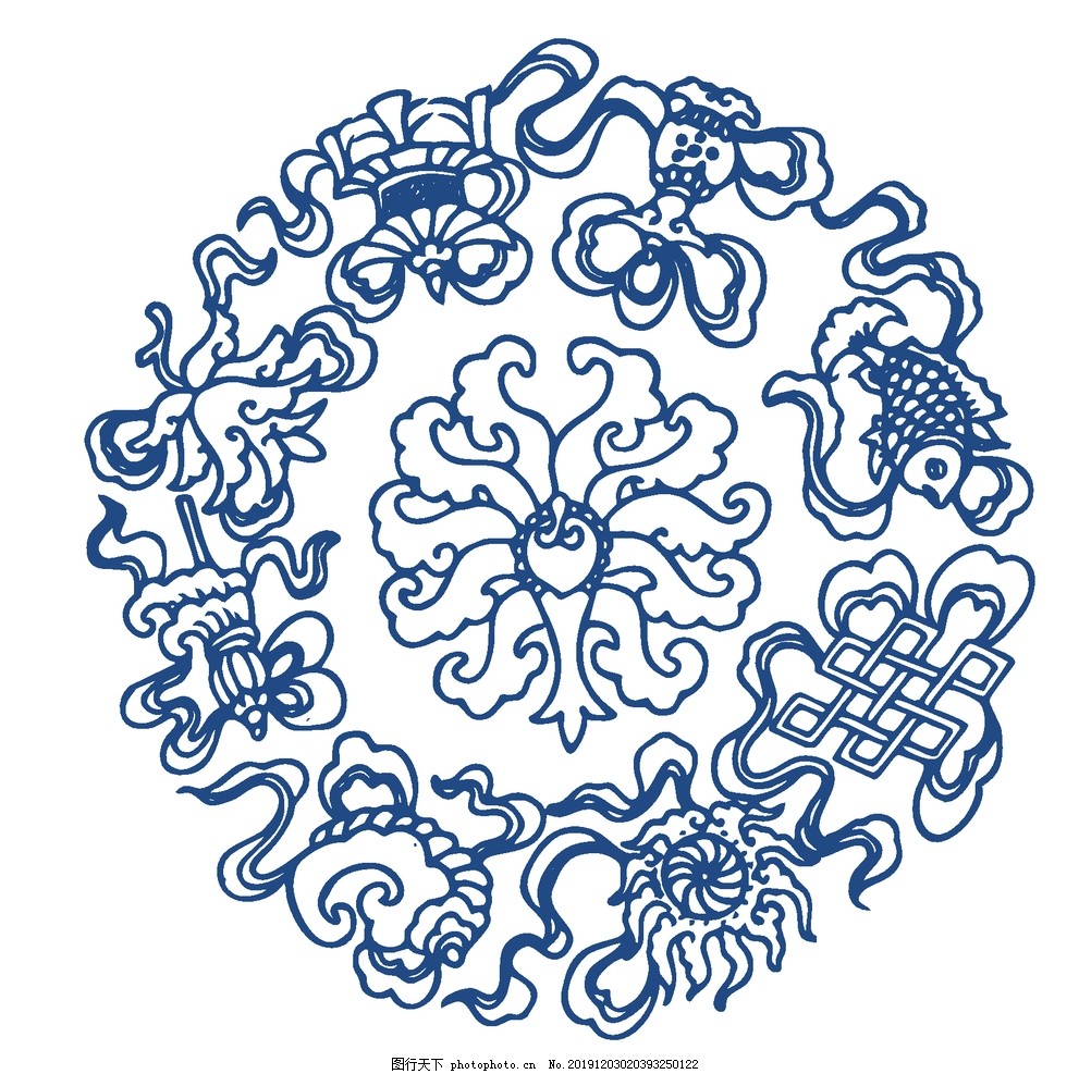 中国风青花瓷花纹图案图片 花边花纹 背景底纹 图行天下素材网