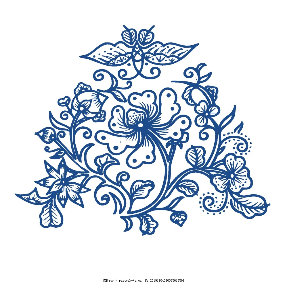 中国风青花瓷花纹图案图片 花边花纹 背景底纹 图行天下素材网