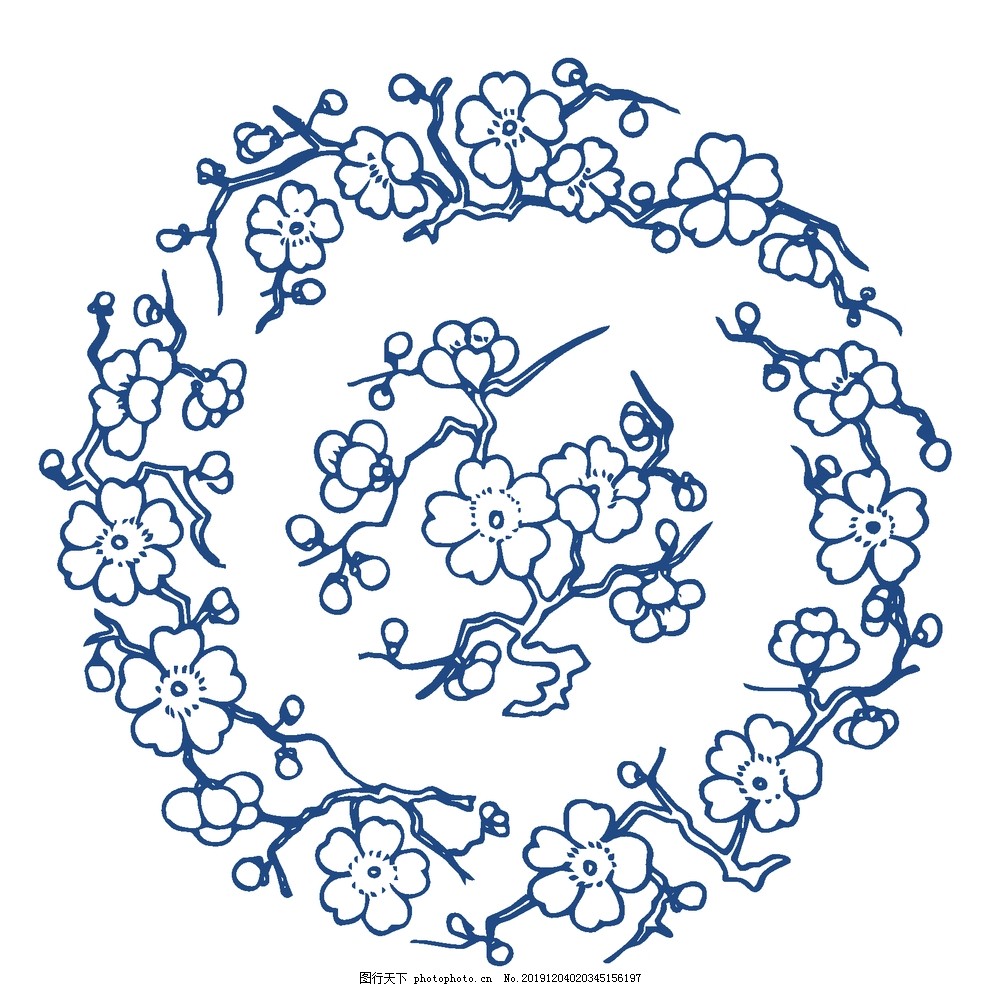 中国风青花瓷花纹图案图片 花边花纹 背景底纹 图行天下素材网