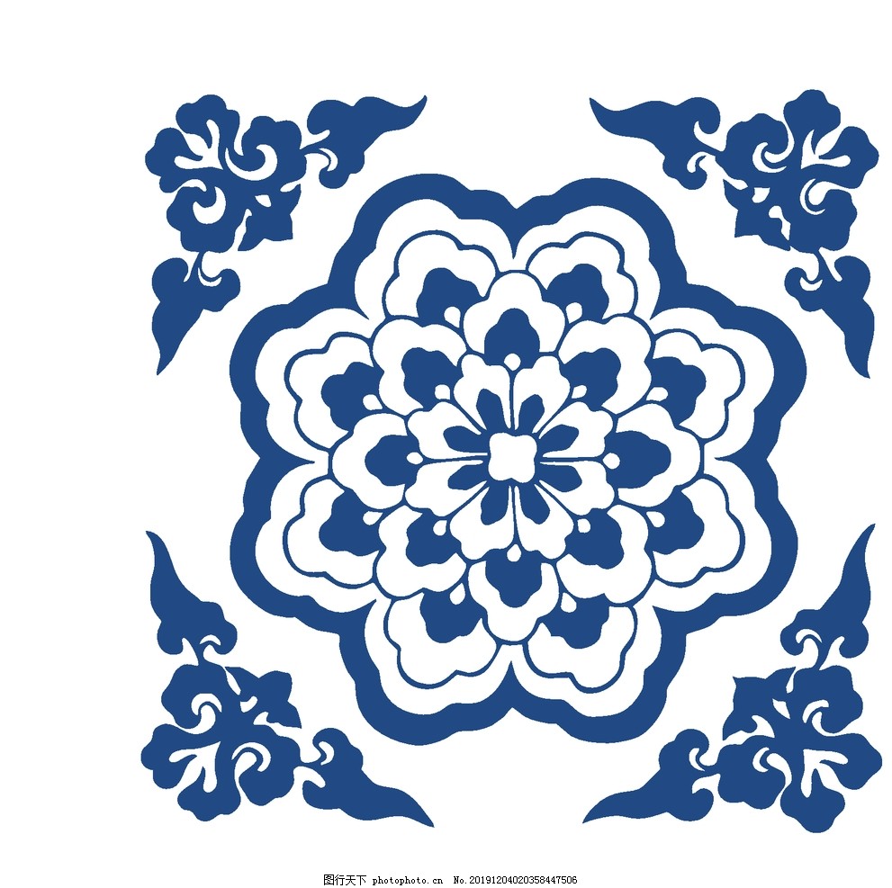 中国风青花瓷花纹图案图片 花边花纹 背景底纹 图行天下素材网