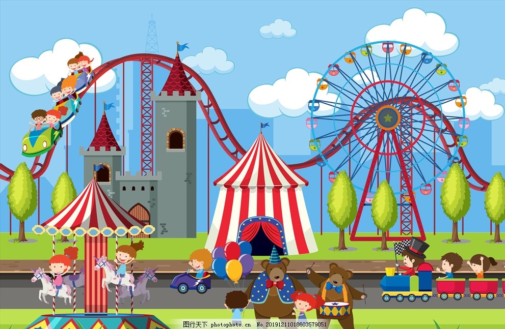 游乐场插画图片 其他 动漫卡通 图行天下素材网